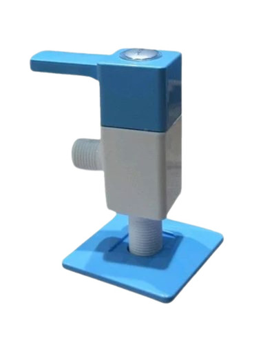 Angle Cock - PVC Material, 15 mm Size, White and Blue Color | Glossy Finish, Durable Design, Deck Mounted, Round Shape