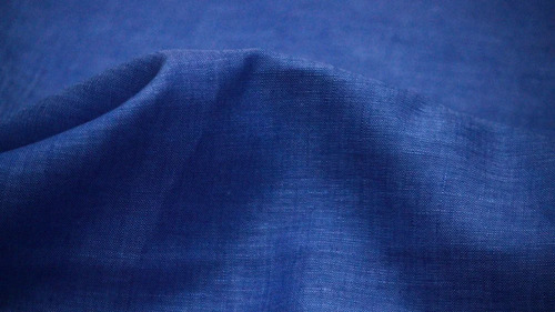 Blue Plain Linen Fabric - 100% Linen, Soft Texture, Washable, Shrink-Resistant, Ideal for Garments and Shirt Material