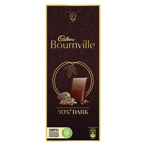 Cadbury Bournville Dark Chocolate - Solid Sweet Chocolate Bar | Brown Color, 80 Grams, Ingredients: Sugar, Milk Solids, Cocoa Butter, Cocoa Solids, Shelf Life: 6 Months