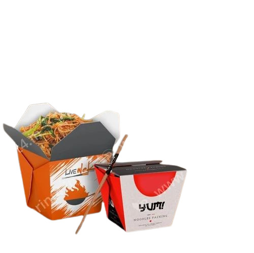 Cardboard Food Packaging Box - 800 Gram Capacity, Multi Color Printed Square Design | Durable Cardboard Material