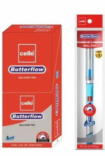 Cello Butterflow Simply Ball Pen - Plastic Material, Blue Ink, Box of 10 Pcs | Smooth Writing Experience, Ideal for Everyday Use