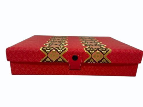 Dry Fruit Packaging Box - Rectangular Shape, 8x7x3 Inch Size, Red Color | 1 Compartment Capacity For 400g Of Dry Fruits