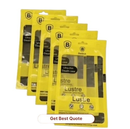 Mobile Cover Poly Bag - Plastic Material Customize Size Yellow Color | Tear Resistant Tested for Quality Standards