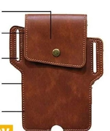Mobile Leather Cover Case - Plain Rectangular Design | Tan Color, Quality Tested to Standard Specifications