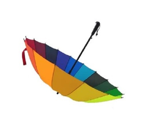 Rainbow Colour Umbrella - Polyester, Standard Size | Foldable, Various Color Options, Stainless Steel Handle, Suitable for Summer & Rainy Seasons