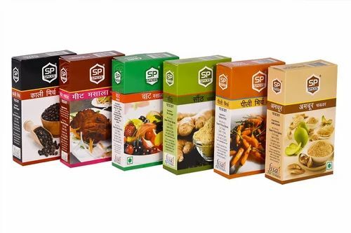 Spice Packaging Box - 64x24x88 Mm, Multi Color Printed Paper With One Compartment