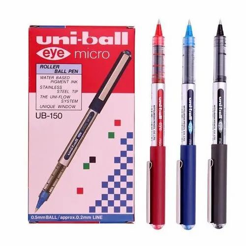 Uniball Eye Roller Ball Pen - Plastic Material, Blue Ink | Smooth Writing Experience in Box Packaging