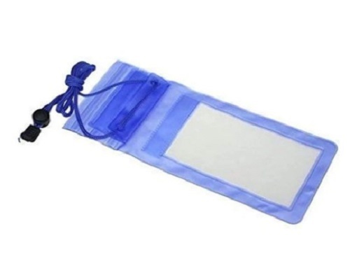 Waterproof Mobile Zip Pouch - Rectangular Shape, Transparent and Blue Color | Tested on Various Quality Standards, Delivered Within Committed Time Frame