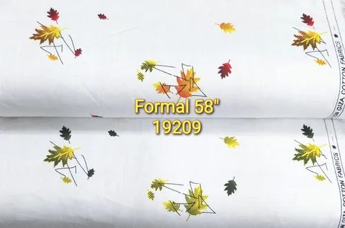 White Printed Fancy Formal Cotton Shirting Fabric - 100% Cotton, Washable, Shrink Resistant | White Color, Elegant Printed Design, Ideal for Textile Industry