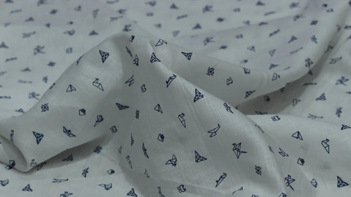 White Printed Linen Fabric By Dhyanu Linen House