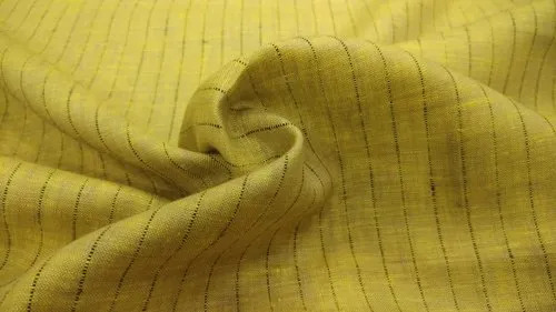 पीले चेक लिनन शर्टिंग कपड़े