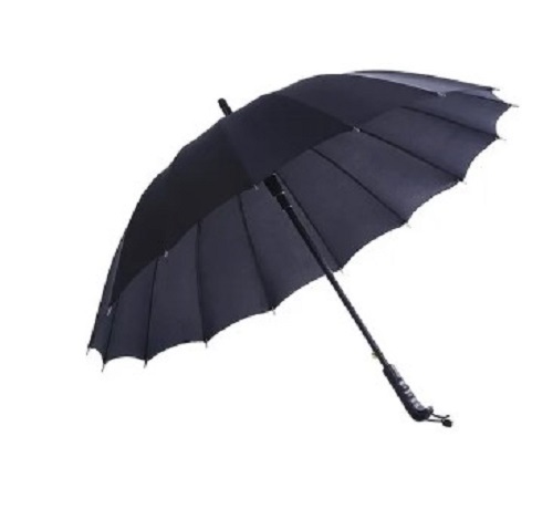 Black Umbrella - Polyester, Standard Size, Black Color | Lightweight, Foldable Design, Easy to Carry, Tested on Quality Parameters