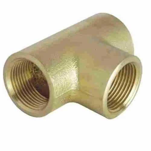 Brass Tee - Customized Size, Golden Color | Durable Material, Polished Finish, Powder Coated Surface, Ideal for Industrial Pipe Fitting