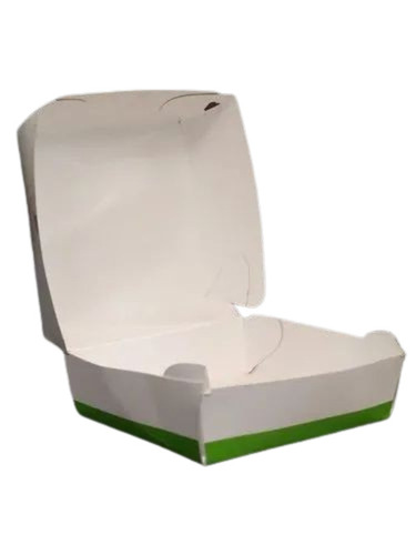Burger Packaging Box - Bleached Kraft Paperboard, Square, Multi-Color | One-Piece Tuck Top Design, Gloss Varnish Finish, Disposable, Food Grade