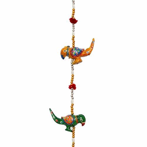 Door Toran With Bells - Multicolor Beads With Polish Finish | Wooden Design, Packaged In Convenient Packets For Easy Decoration