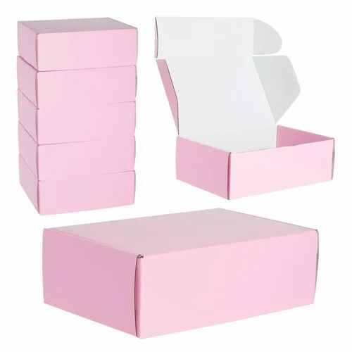 Food Packaging Box - Single Wall 3 Ply Bleached Kraft Paper, Pink Color | Biodegradable, Moisture Proof, Laminated Coating, Spot UV Finish, Food Grade