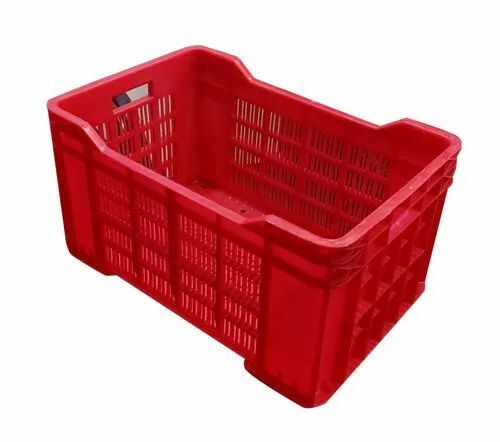 Heavy Duty Plastic Crate - Color: Red