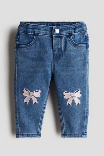 Kids Girls Jeans - Denim, All Sizes, Blue | Embroidered Design for Party Wear, Perfect For Young Fashionistas