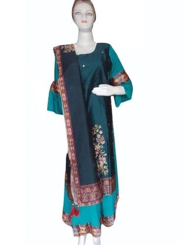 Ladies Green Cotton Palazzo Suit Set