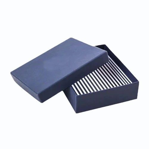 Navy Blue Cardboard Gift Box - 6.5 x 3.5 x 2 Inch Size | Rectangular Shape, Matte Finish, 130 GSM Material, 100gm Capacity
