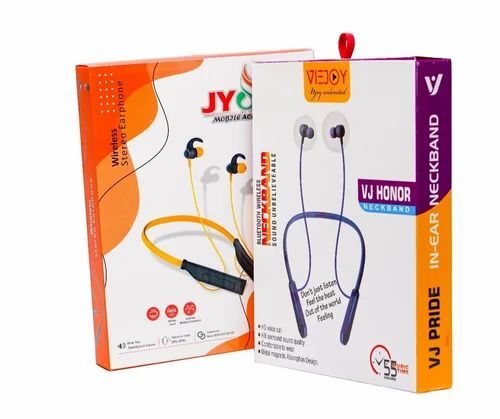 Neckband Earphone Packaging Box - SBS Paper, Rectangular Shape, Multi Color | Biodegradable, Moisture Proof, Made from Recycled Paperboard