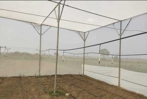 Net House - Prefab Structure, White Color, Machine Made | Transparent Folding Design, Sliding Windows, Ideal for Plant Use