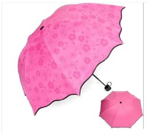 Printed Pink Umbrella - Polyester, Standard Size, Light Weight | Pocket Friendly Rates, Foldable Design, Easy to Carry, SS Handle