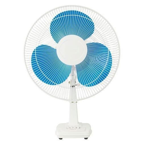 Electric Table Fan - Plastic Blade Standard Size White & Blue | Energy Efficient High Air Delivery Easy to Install Corrosion & Rust Resistant