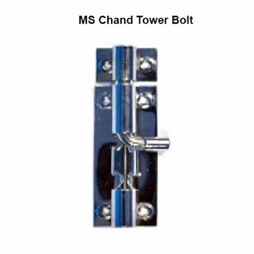 Ms Chand Tower Bolt - MS Material, 4 Inch Size, Silver Color | Customized Size, Chrome Finish for Enhanced Durability and Style