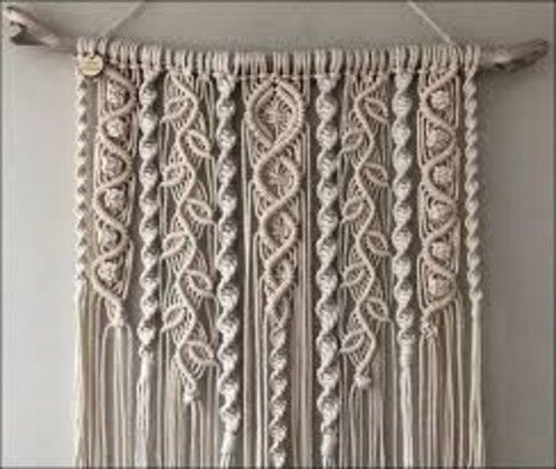 Off White Macrame Wall Hanging - Cotton Blend, Various Sizes Available, Plain Design | Easy to Clean, Timely Delivery, Quality Tested