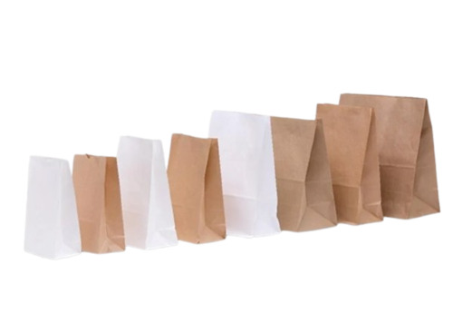 Paper Carry Bags - Customized Size, Brown And White | Biodegradable, Moisture Proof, Recyclable, Plain Style