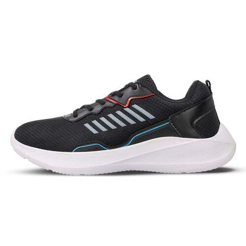 Sports Shoes - Fabric Upper Plain Pattern Black Color | Durable Build Breathable Material Shock Absorption Comfortable Fit Non-Slip Sole High Performance Stylish Look Arch Support Flexible Movement