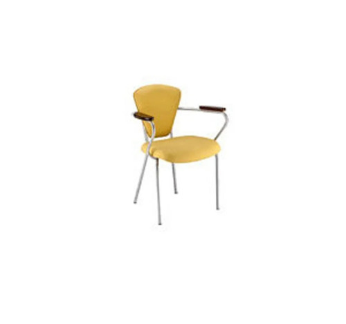 Steel Chair - Medium Back Style Eco-Friendly Yellow & Silver Finish | Portable Durable Stackable Indoor Bar Furniture