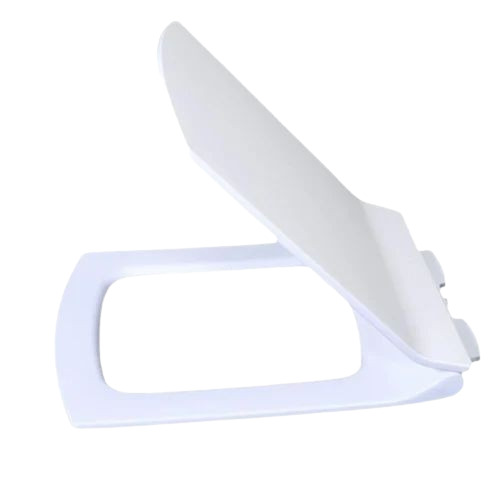 White PVC Toilet Seat Cover - Durable One Piece, Customized Rectangular Shape | Long Lasting, Polished Surface Finish, Above Toilet Installation