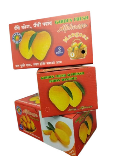 Mango Packaging Box - Cardboard, 15 Kg Capacity, Rectangular Shape, Single Phase 2 Ply | Multi Color Design, Customized for Fruit Packaging
