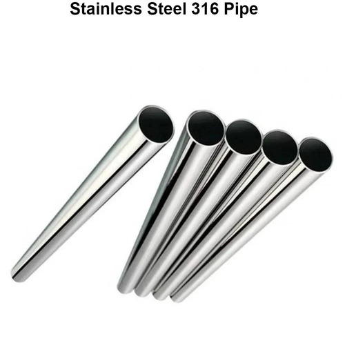 316 Stainless Steel Pipes - Round Shape, Industrial Grade, Silver Color, Manual Polish Finish | Rust Resistant, For Structure & Industrial Surface Fishing