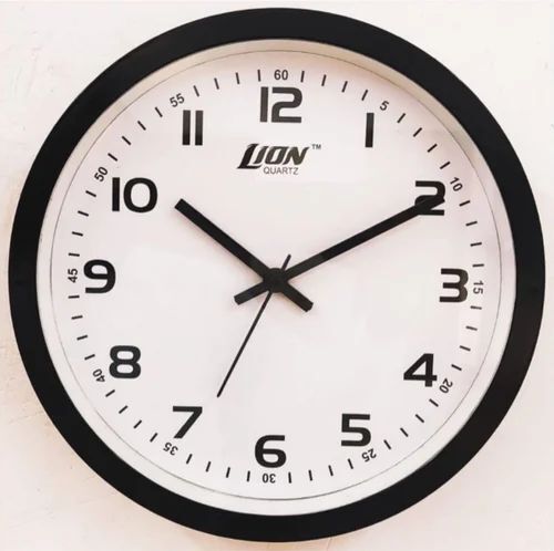 Analog Plastic Wall Clock - Plastic, Round, Black | Ideal for Office and Home Decor, New Condition, Good Quality