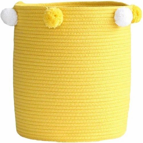 Artisanal Rope Basket - Cotton Material, Customizable Size, White Color | Easy To Clean, Durable, Organic Material