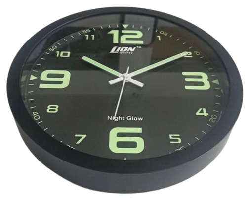 Black 12 Inch Round Wall Clocks - Plastic Material, 9 Inch Size, Black Color | Analog Design for Home and Office Use, Good Quality Finish