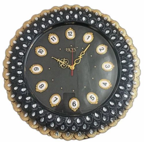 Black Round Wall Clock - Plastic, 10 Inch, Black | Elegant Design for Home and Office Use - Reliable Analog Performance