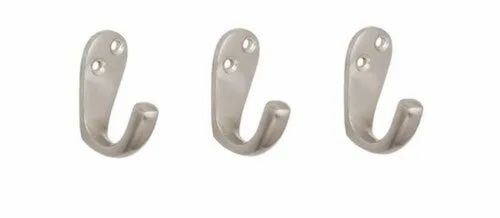 Brass J Clothes Wall Mounted Hook - Brass Material, Polished Finish, Silver Color | Ideal for Home Application, Durable and Stylish Design