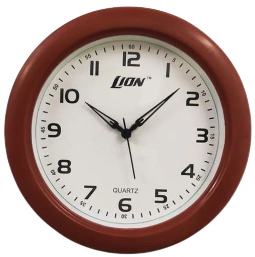 Corporate Office Analog Wall Clock - Plastic Material, Round Shape, Brown Color | Good Quality for Office and Home Decor