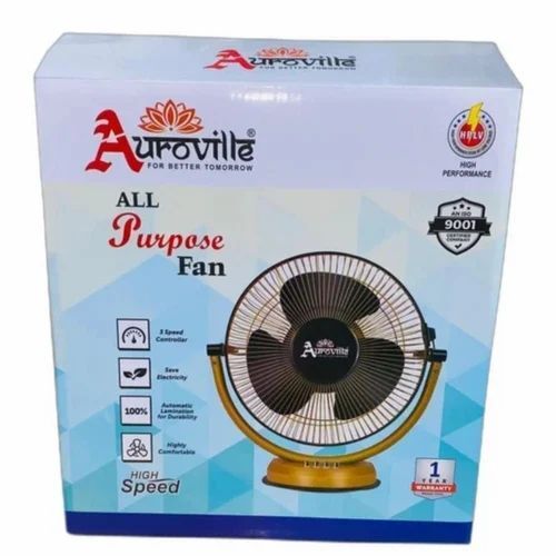 Electronics Fan Packaging Box - Single Wall 3 Ply Virgin Kraft Corrugated Paper 22 x 20 x 30 Inch Multicolor Design 170 GSM 10 Kg Capacity