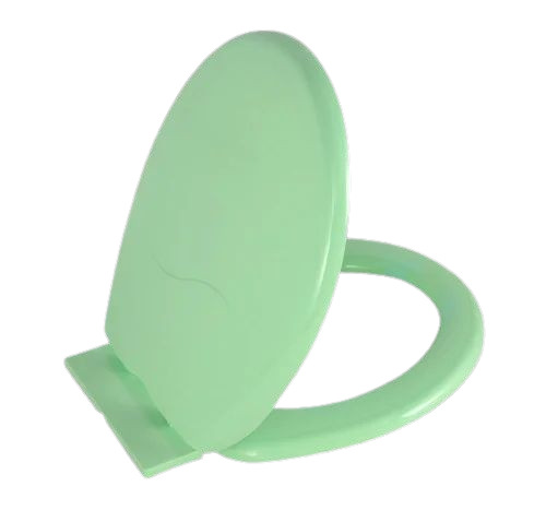 Green Toilet Seat Cover - Plastic, Customized Size, Oval Shape | Long Lasting, Fine Finished, Durable, Polished Surface