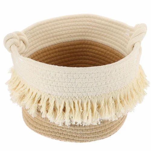 Hamper Basket - Cotton Material, Standard Size, Antique Golden Appearance - Multicolor Design, Modern Arts Style for Gifting