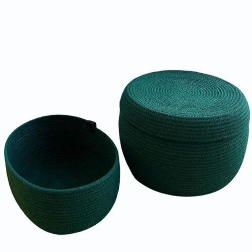 Jute Hamper Basket - Customizable Cotton | Round Shape, Multicolor, Easy To Clean, Modern Arts Style, Organic Material