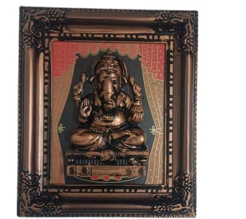 Lord Ganesh Photo Frame - Brown, 12x15 inches, Royal Design | Wall Mounting, Polished Finish, Indian Regional Style, Rectangular Shape