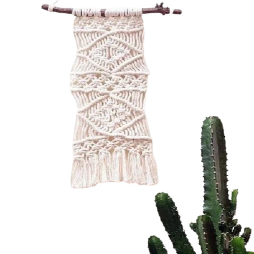 Macrame Wall Hanging - Cotton Rope Material, Customized Size, White Color | Handmade for Exhibitions, Parties, and Events