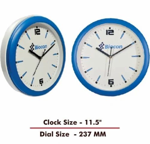 Pearl Blue White Plastic Wall Clock - Plastic, 11.5 Inch, Round Shape, White and Blue Color | Analog Display, Good Quality for Home Use