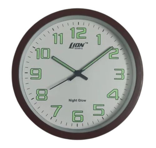 Round Analog Wall Clock - Plastic, 10 Inch | White and Brown, Round Shape, Home and Office Application, Good Quality